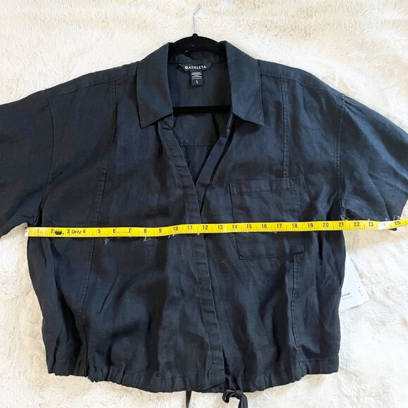 Athleta Black Playa Linen Tie Top New With Tags Size Large - Picture 7 of 14